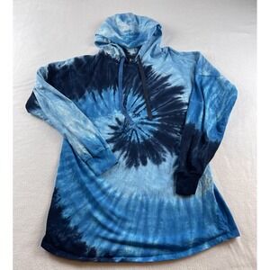 Women's Jrs M Blue Swirl Tie Dye hooded Long Sleeve T-shirt Exist